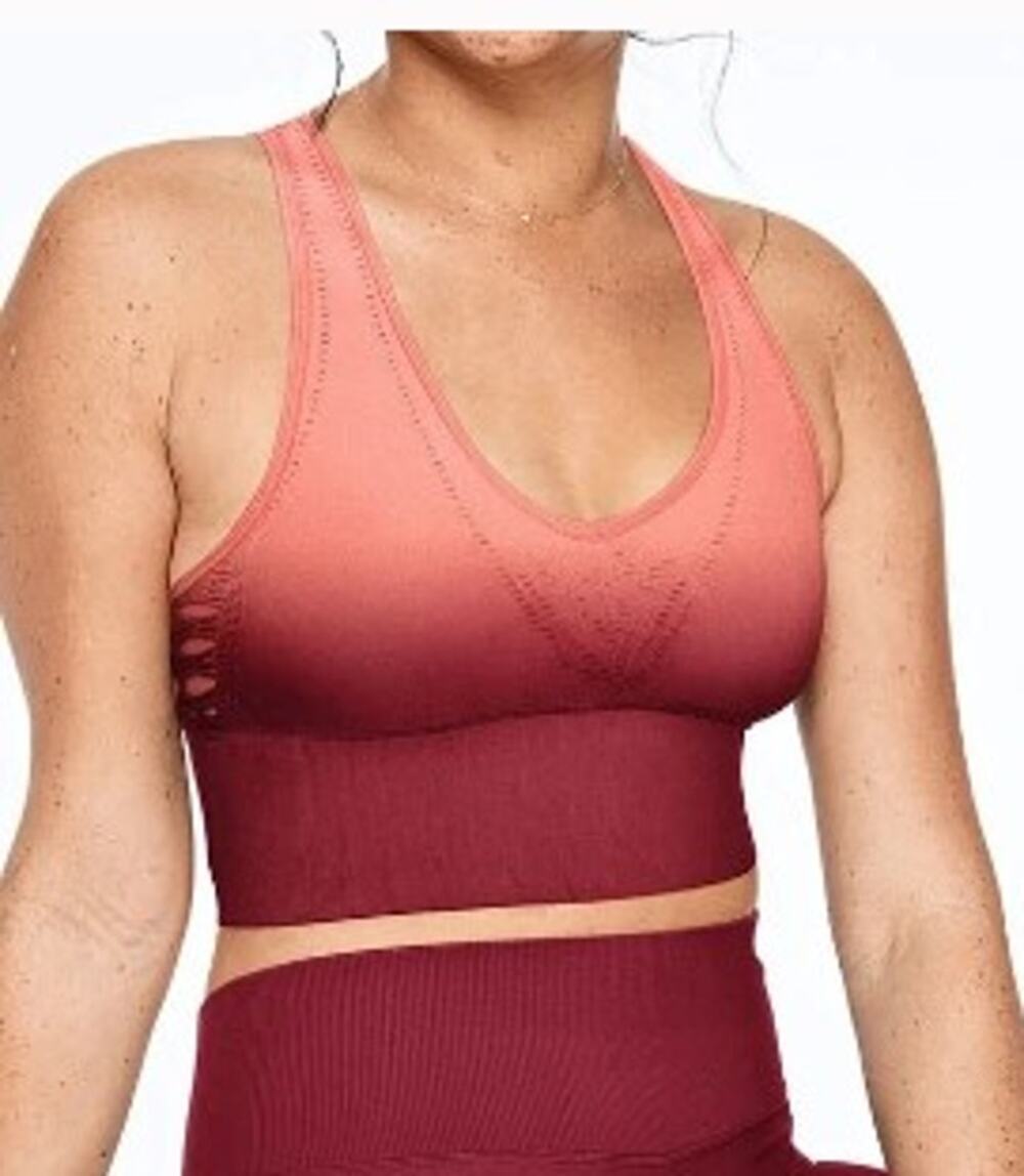 PINK Victoria's Secret Ombre Longline Sports Bra Racerback NWT XS Burgundy Peach